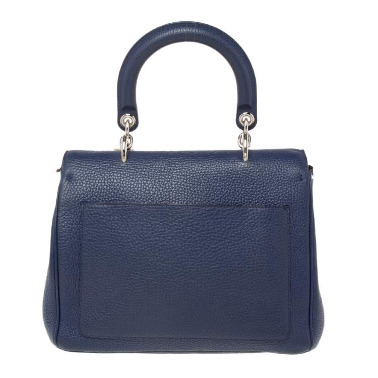 Pre Owned Dior Blue Leather Small Be Dior Flap Top Handle Bag