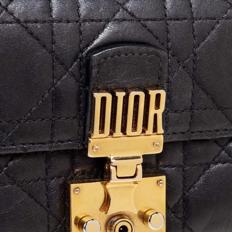 Pre Owned Dior Black Cannage Leather Addict Compact Wallet