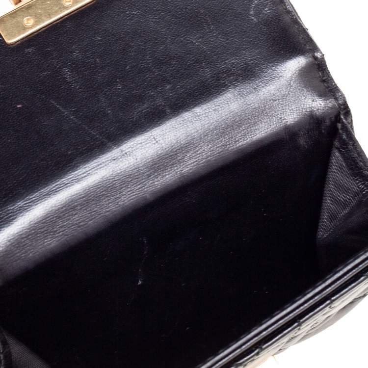 Pre Owned Dior Black Cannage Leather Addict Compact Wallet