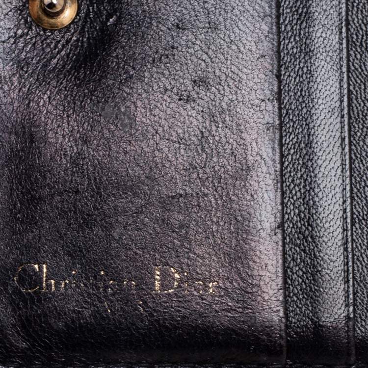 Pre Owned Dior Black Cannage Leather Addict Compact Wallet