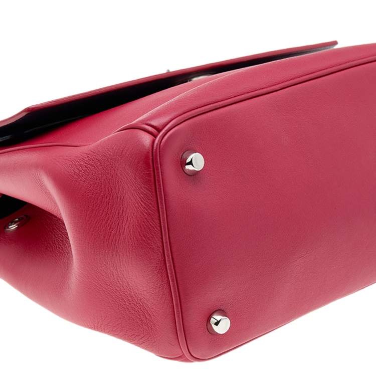 Pre Owned Dior Red/Navy Blue Leather Small Be Dior Top Handle Bag