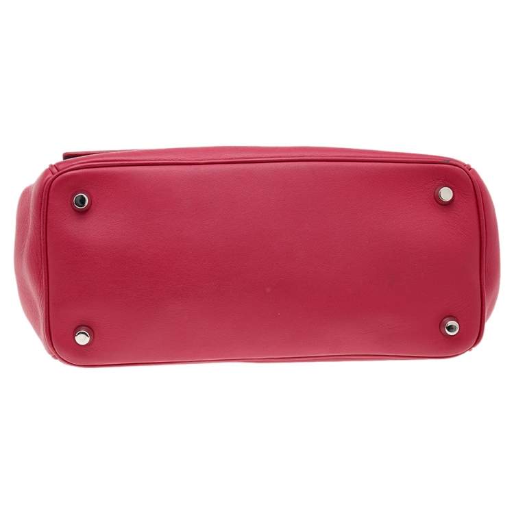 Pre Owned Dior Red/Navy Blue Leather Small Be Dior Top Handle Bag