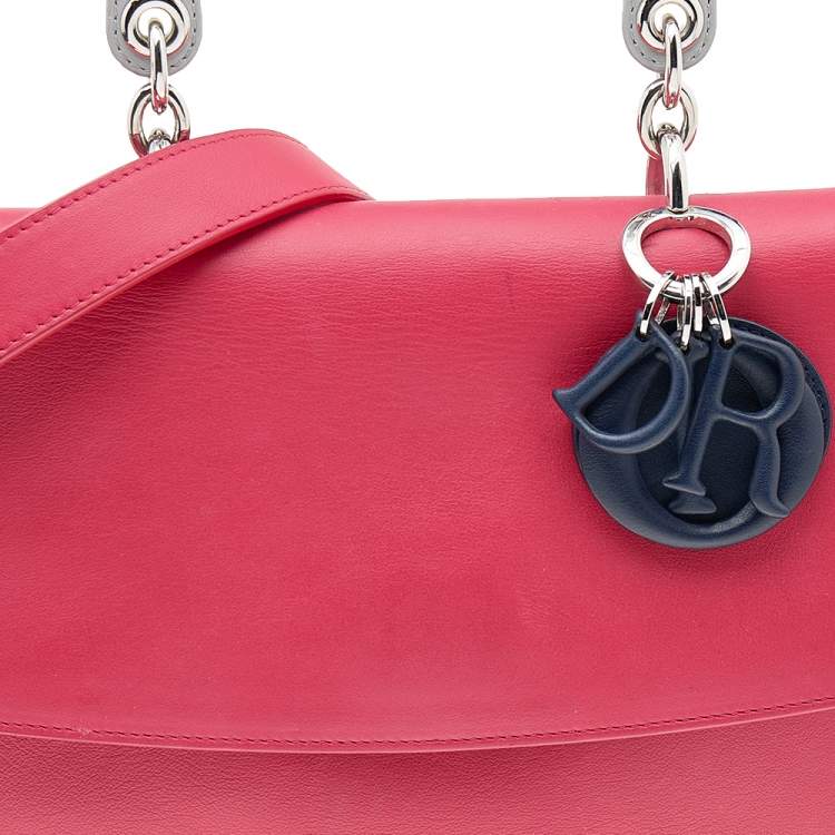 Pre Owned Dior Red/Navy Blue Leather Small Be Dior Top Handle Bag