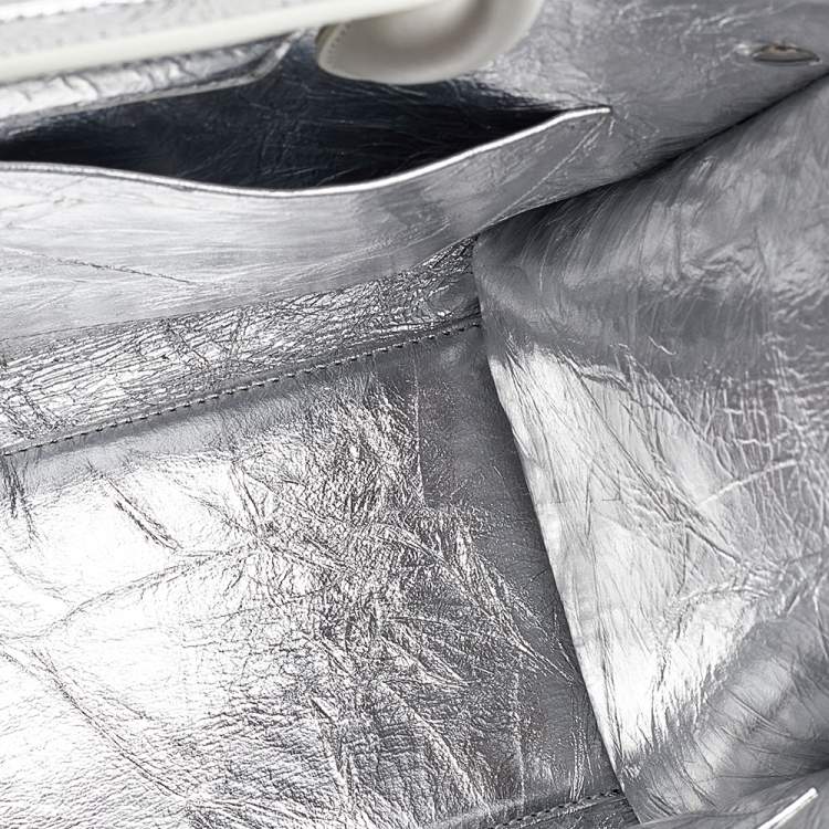 Pre Owned Dior Metallic Silver Leather Medium Diorever Bag