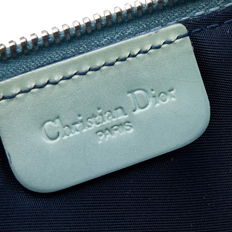 Pre Owned Dior Mint Green Lizard Effect Leather Saddle Bag