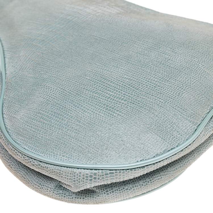 Pre Owned Dior Mint Green Lizard Effect Leather Saddle Bag