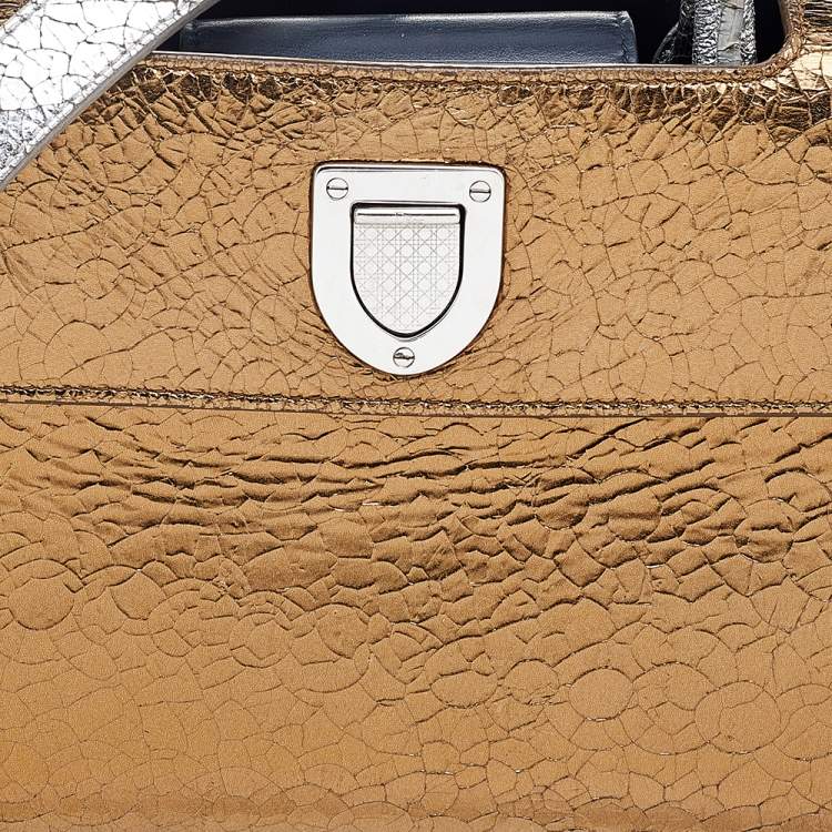 Pre Owned Dior Metallic Gold/Silver Leather Mini Diorever Bag