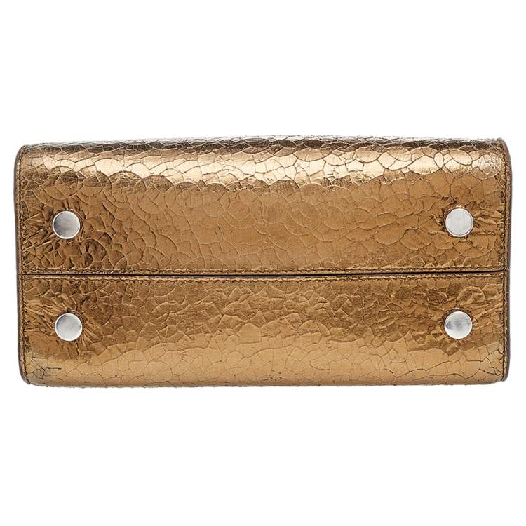 Pre Owned Dior Metallic Gold/Silver Leather Mini Diorever Bag