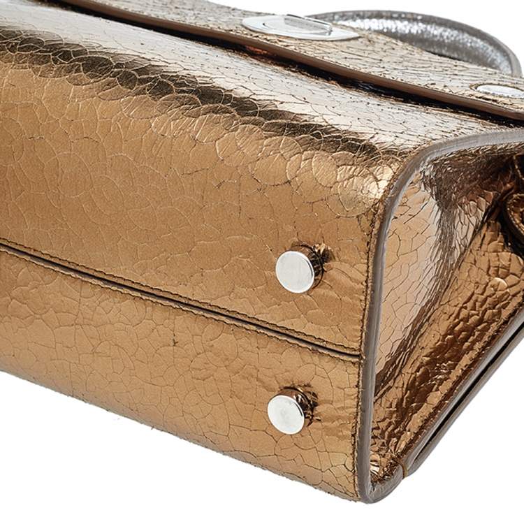 Pre Owned Dior Metallic Gold/Silver Leather Mini Diorever Bag