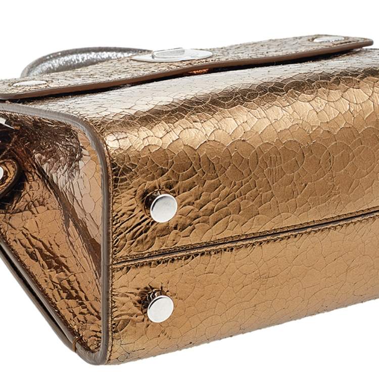 Pre Owned Dior Metallic Gold/Silver Leather Mini Diorever Bag