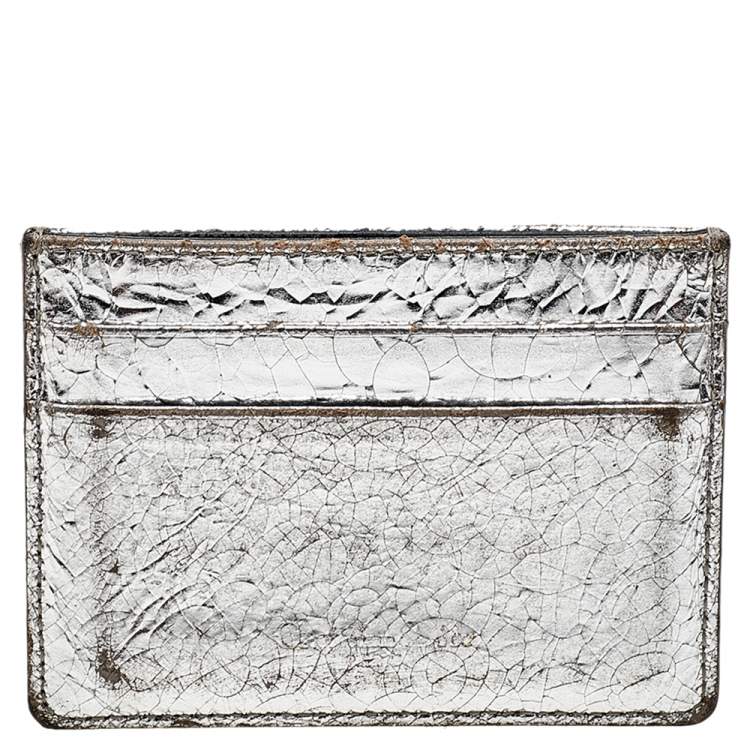 Pre Owned Dior Metallic Silver Leather Diorama Card Holder