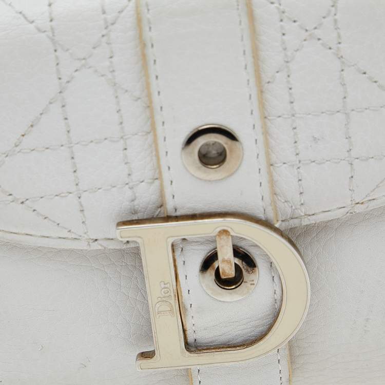 Pre Owned Dior White Cannage Leather French Wallet