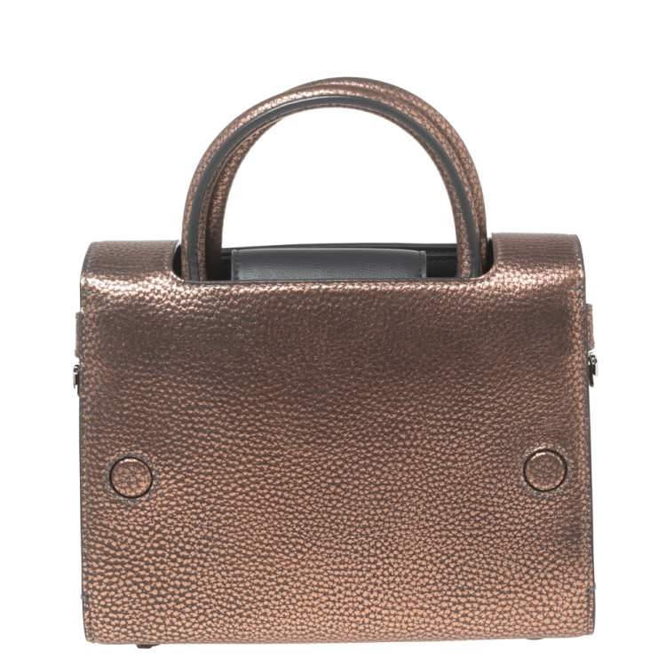 Pre Owned Dior Metallic Copper Pebbled Leather Mini Diorever Top Handle Bag
