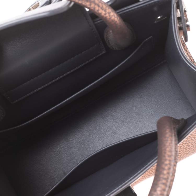 Pre Owned Dior Metallic Copper Pebbled Leather Mini Diorever Top Handle Bag