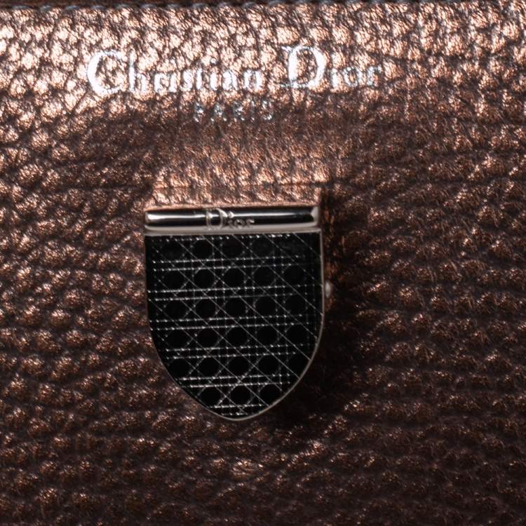 Pre Owned Dior Metallic Copper Pebbled Leather Mini Diorever Top Handle Bag