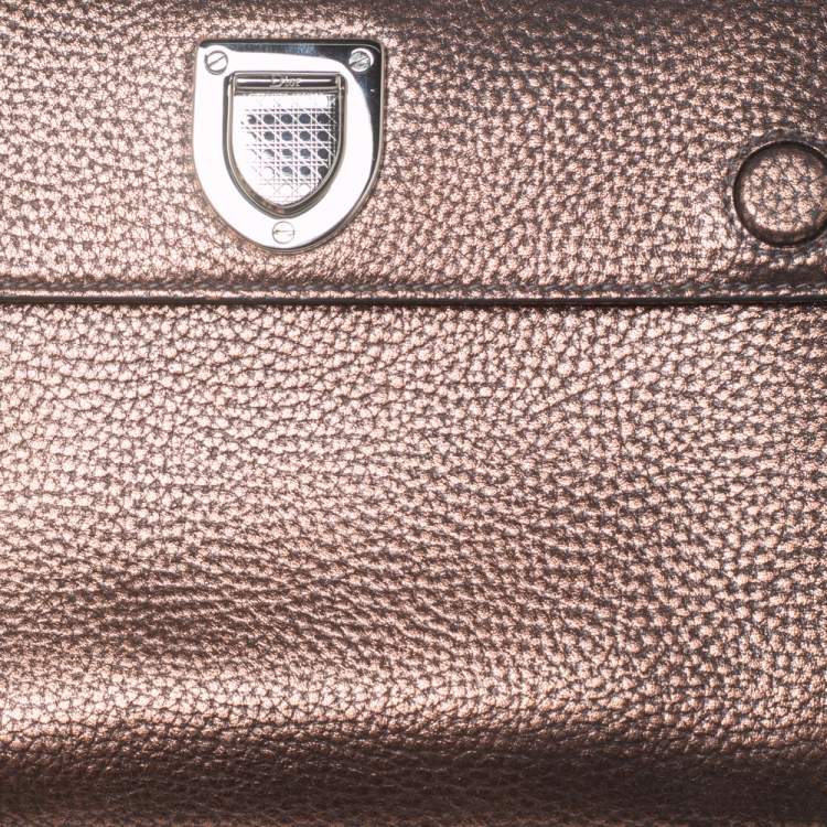 Pre Owned Dior Metallic Copper Pebbled Leather Mini Diorever Top Handle Bag