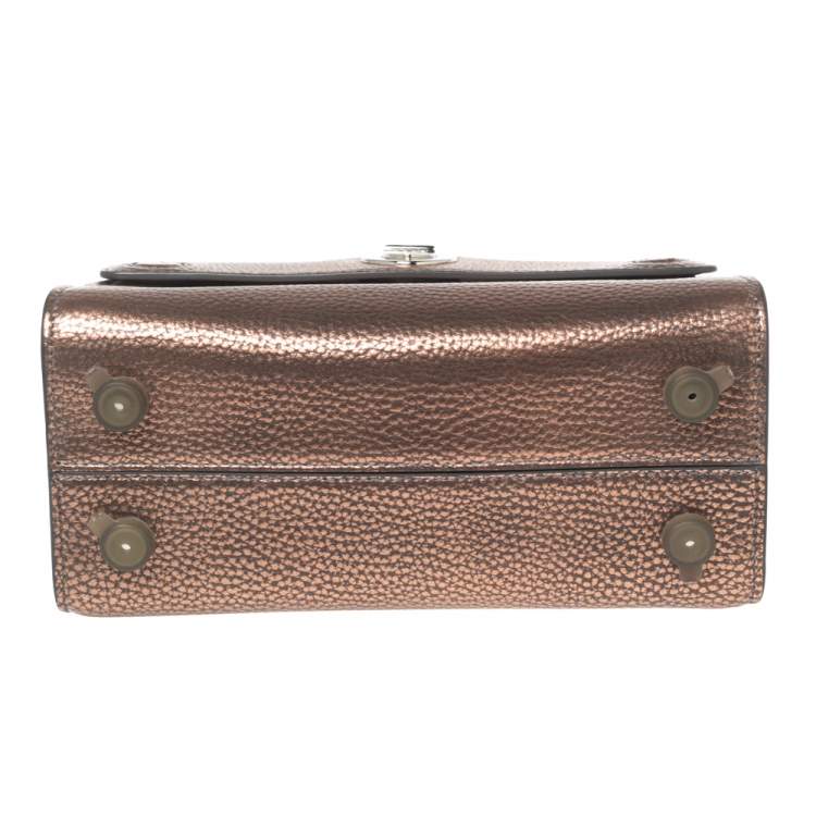 Pre Owned Dior Metallic Copper Pebbled Leather Mini Diorever Top Handle Bag