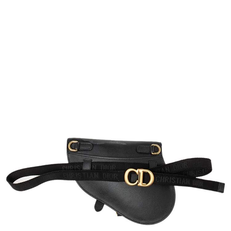 Pre Owned Dior Black Leather Saddle Belt Bag