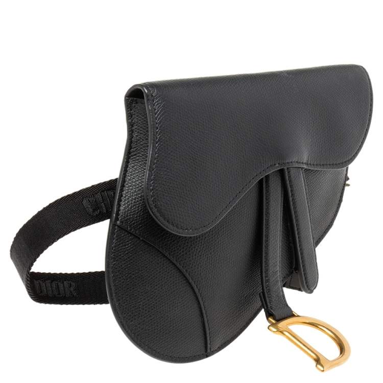 Pre Owned Dior Black Leather Saddle Belt Bag