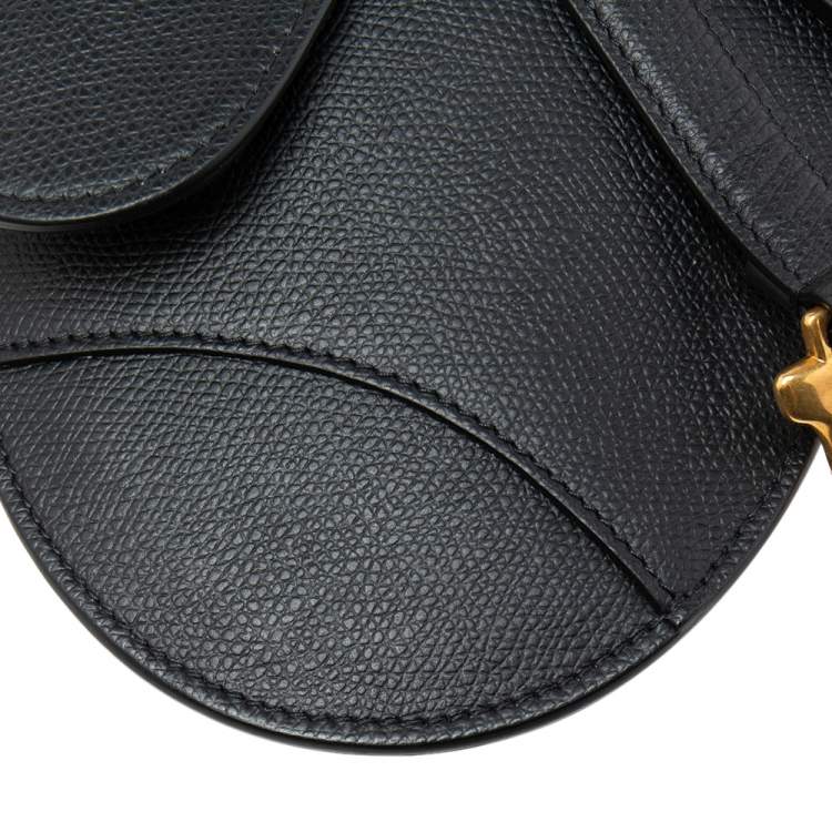 Pre Owned Dior Black Leather Saddle Belt Bag
