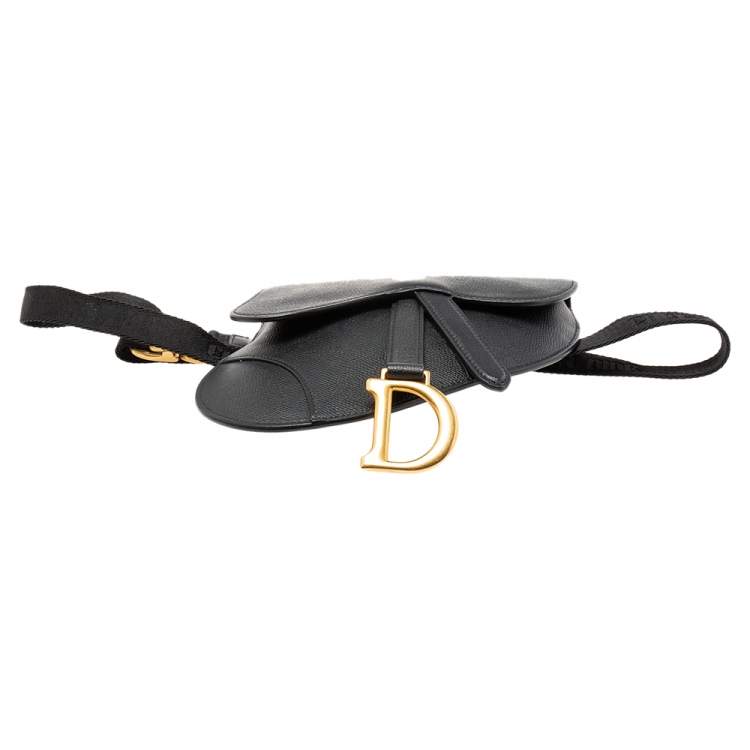 Pre Owned Dior Black Leather Saddle Belt Bag
