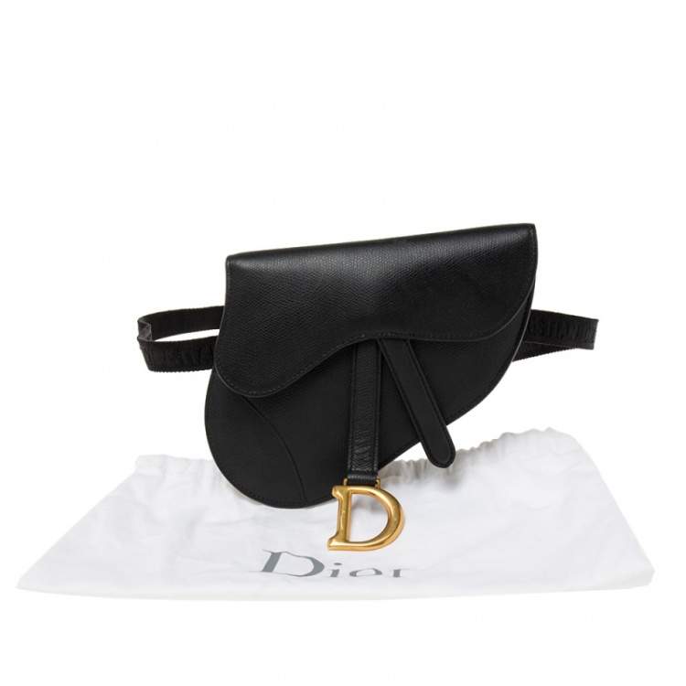 Pre Owned Dior Black Leather Saddle Belt Bag