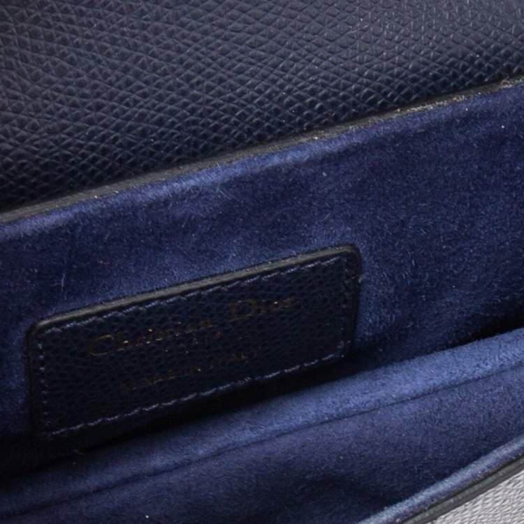 Pre Owned Dior Navy Blue Leather Mini Saddle Bag