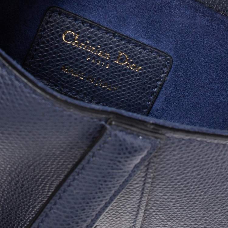 Pre Owned Dior Navy Blue Leather Mini Saddle Bag