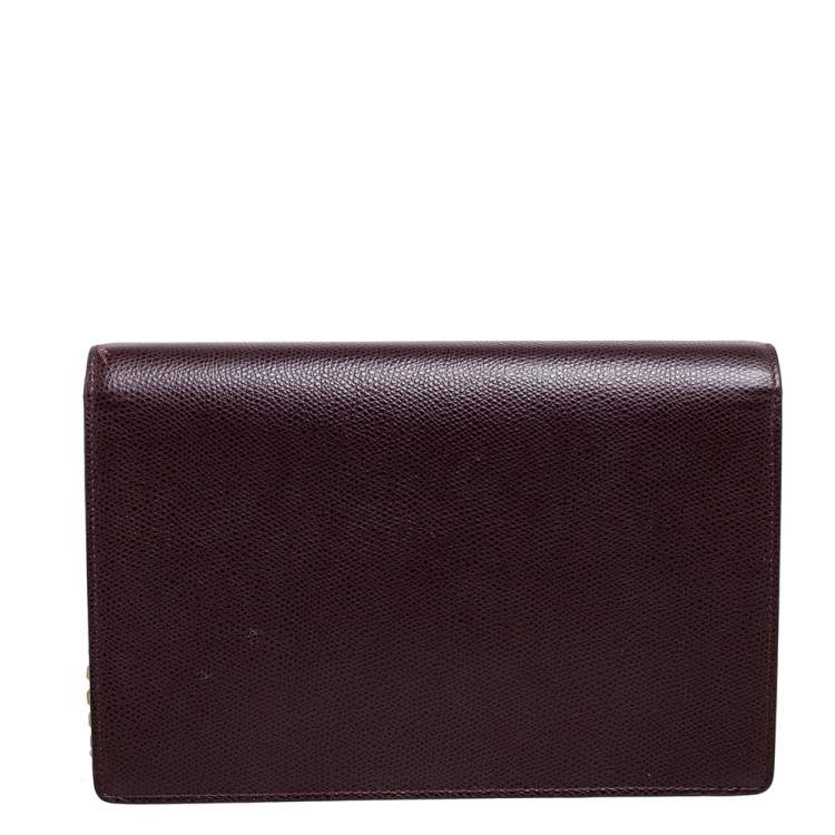 Pre Owned Dior Burgundy Leather Saddle Chain Flap Shoulder Bag