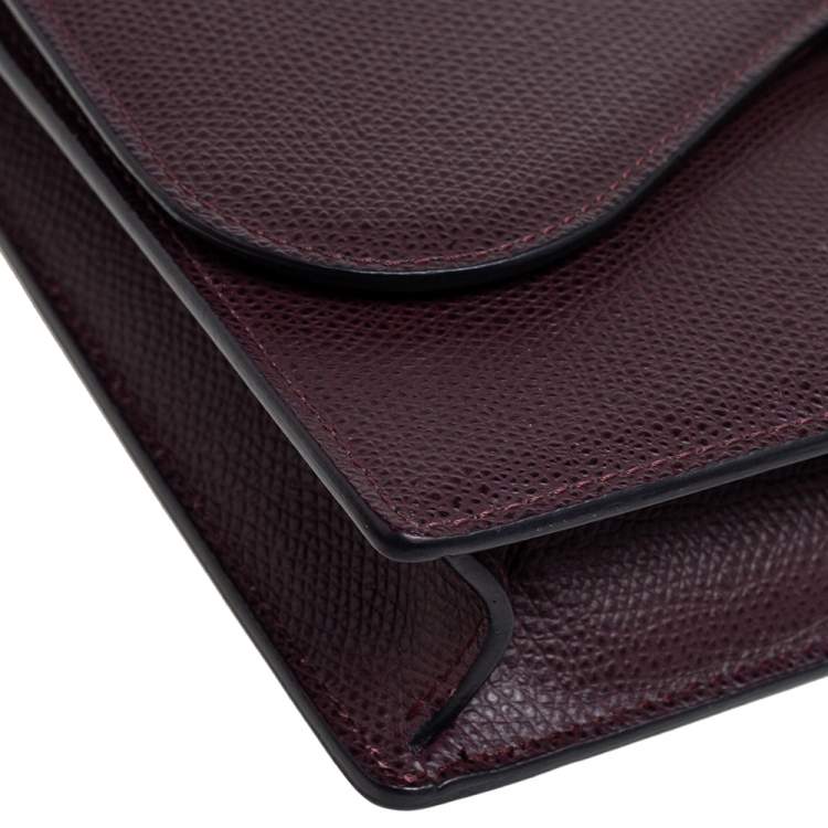 Pre Owned Dior Burgundy Leather Saddle Chain Flap Shoulder Bag