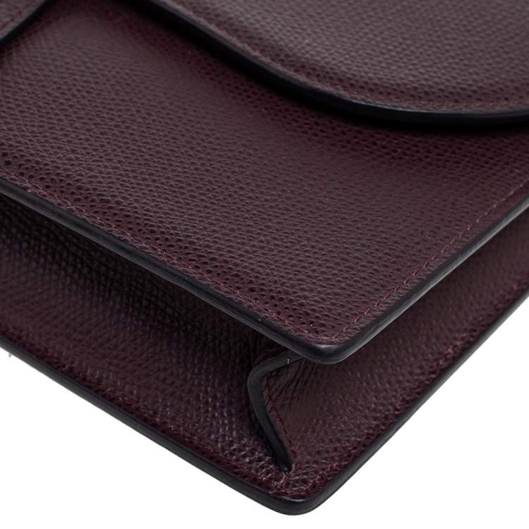 Pre Owned Dior Burgundy Leather Saddle Chain Flap Shoulder Bag