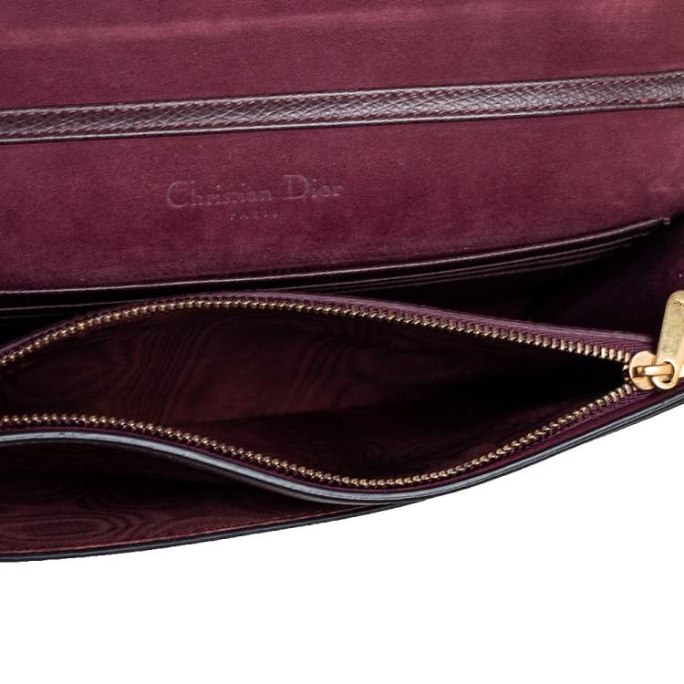 Pre Owned Dior Burgundy Leather Saddle Chain Flap Shoulder Bag
