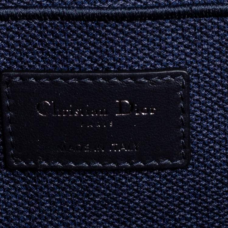 Pre Owned Dior Blue Oblique Canvas Travel Vanity Case Top Handle Bag