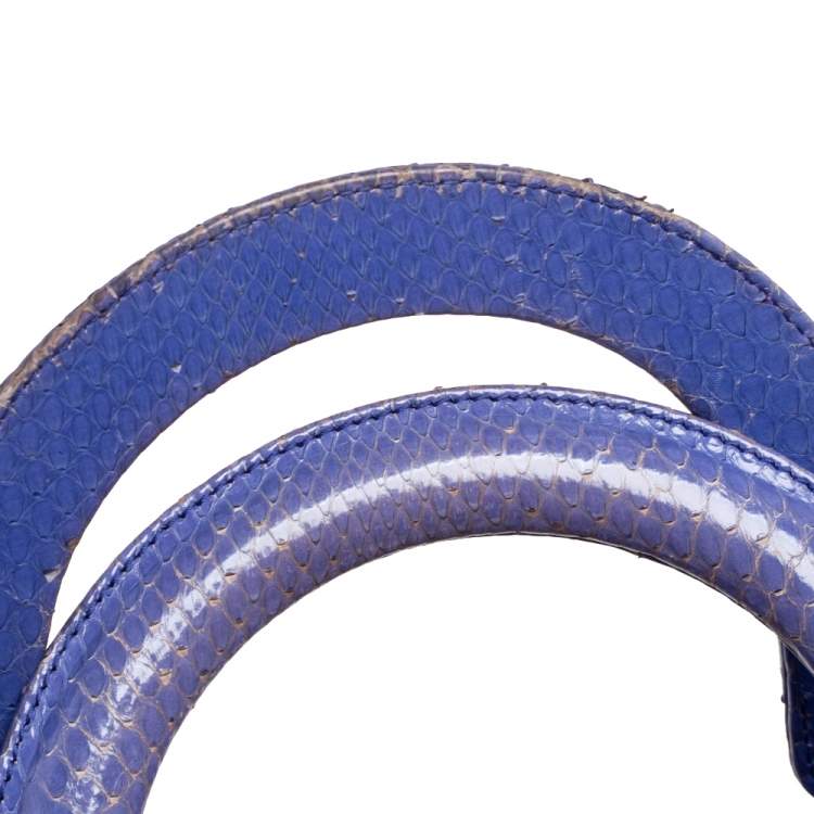 Pre Owned Dior Blue Python Medium Lady Dior Tote