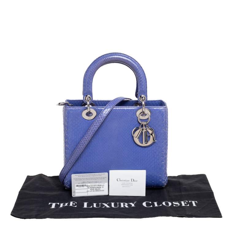 Pre Owned Dior Blue Python Medium Lady Dior Tote