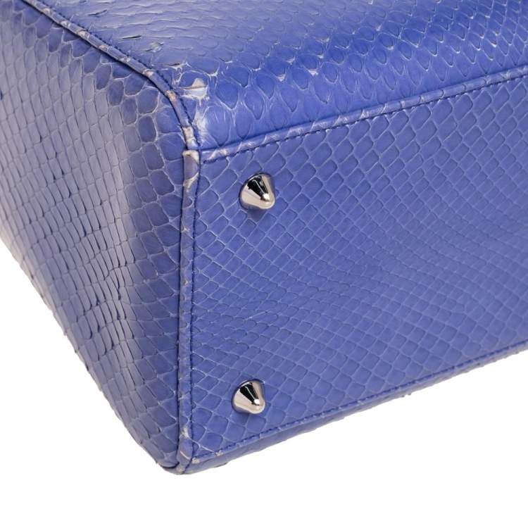 Pre Owned Dior Blue Python Medium Lady Dior Tote