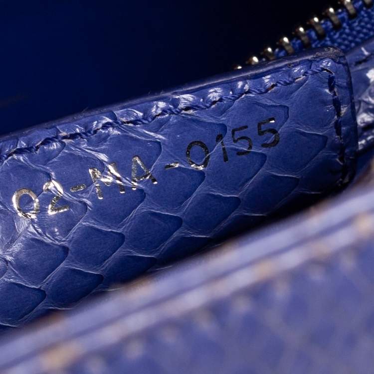 Pre Owned Dior Blue Python Medium Lady Dior Tote