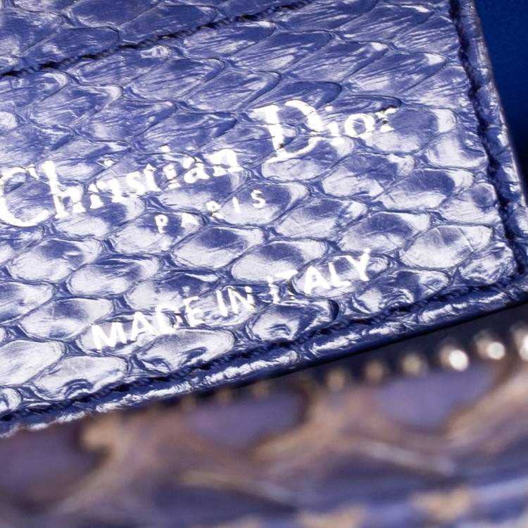 Pre Owned Dior Blue Python Medium Lady Dior Tote