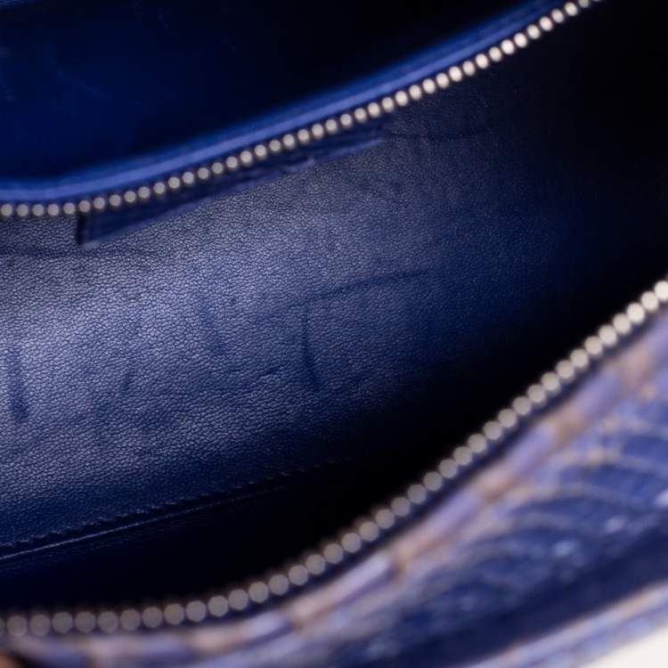 Pre Owned Dior Blue Python Medium Lady Dior Tote