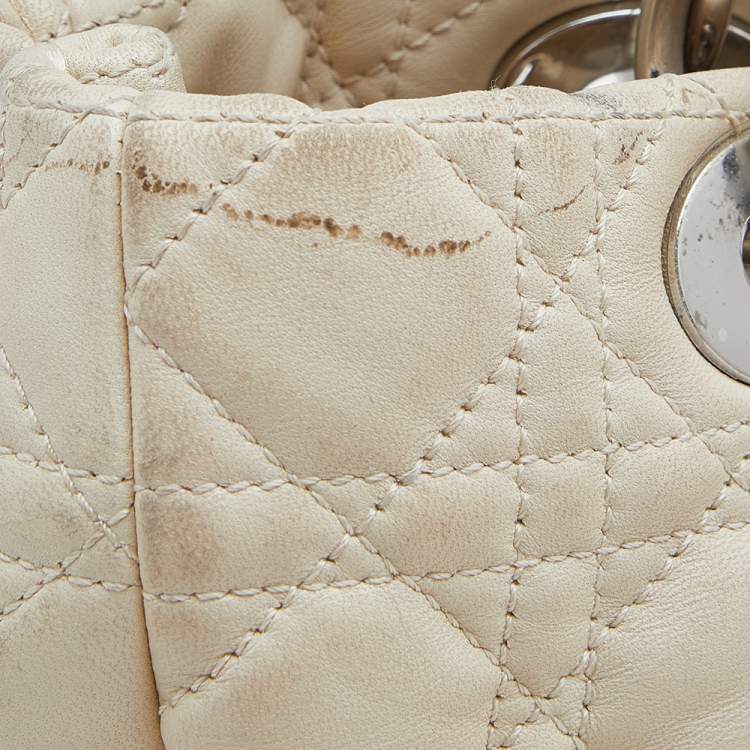 Pre Owned Dior Beige Cannage Leather Soft Lady Dior Shopper Tote