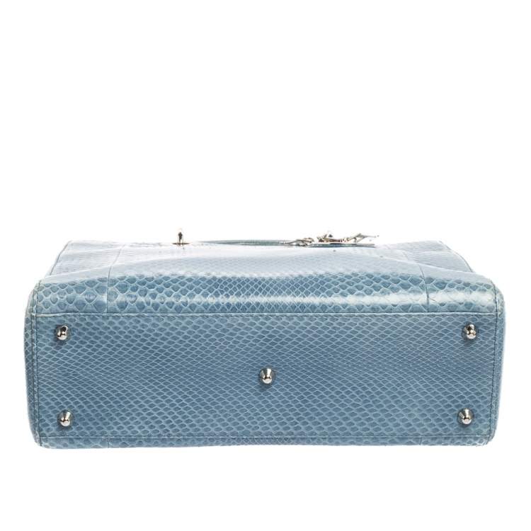 Pre Owned Dior Blue Python Large Lady Dior Tote