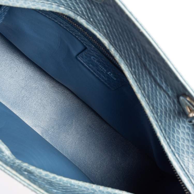 Pre Owned Dior Blue Python Large Lady Dior Tote