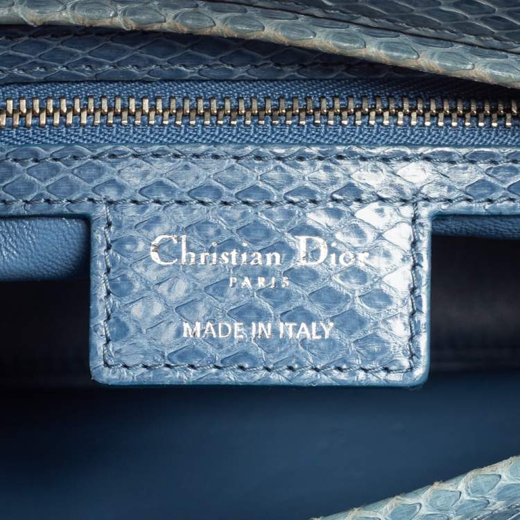 Pre Owned Dior Blue Python Large Lady Dior Tote