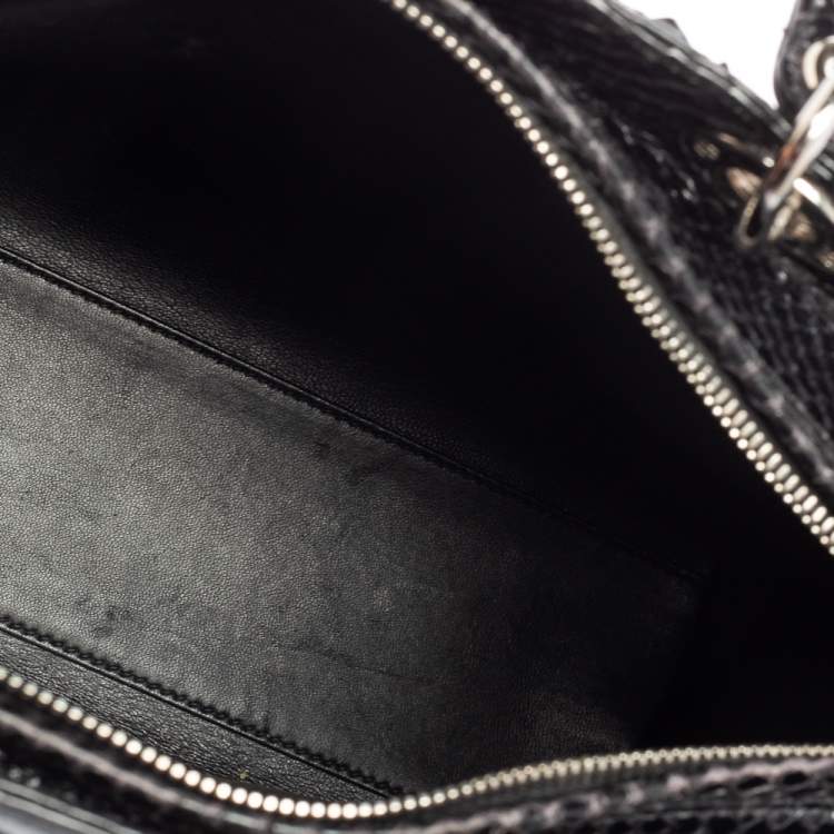 Pre Owned Dior Black Python Large Lady Dior Tote