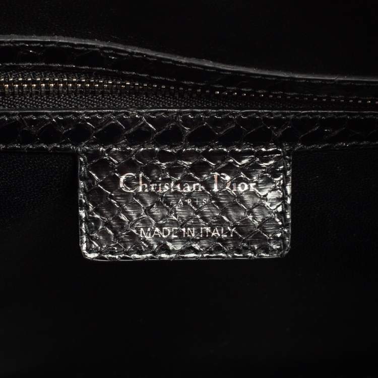 Pre Owned Dior Black Python Large Lady Dior Tote