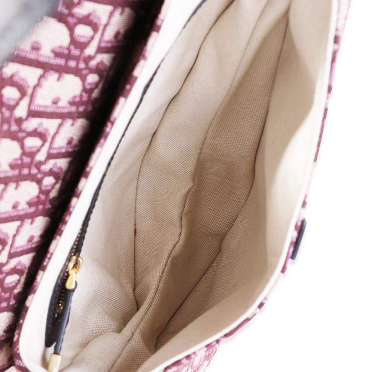 Pre Owned Dior Bordeaux Oblique Jacquard Canvas Saddle Bag