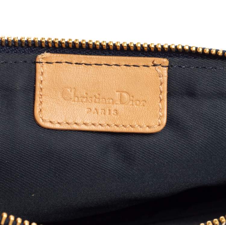 Pre Owned Dior Navy Blue Denim Saddle Pochette Bag