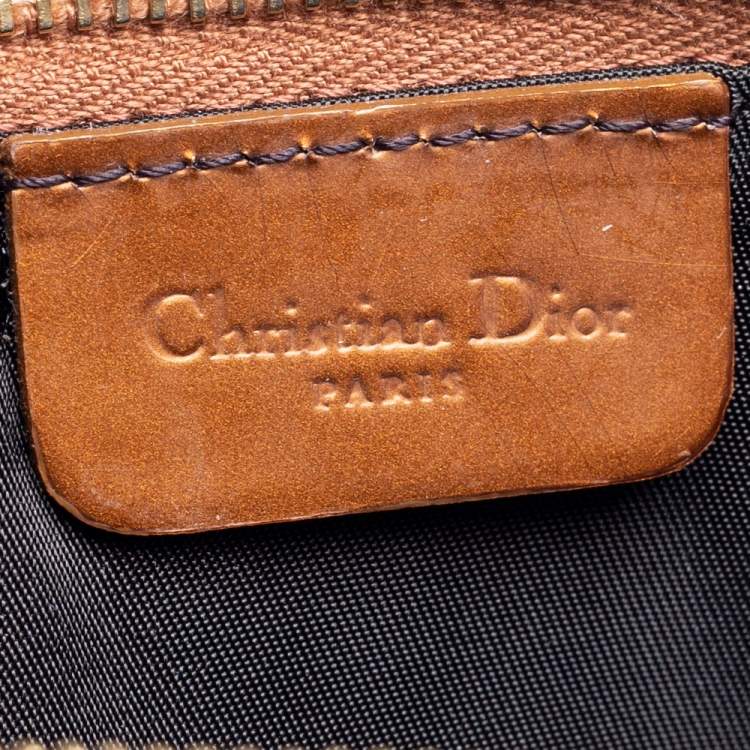 Pre Owned Dior Copper Lizard Effect Laminated Suede Saddle Pochette Bag