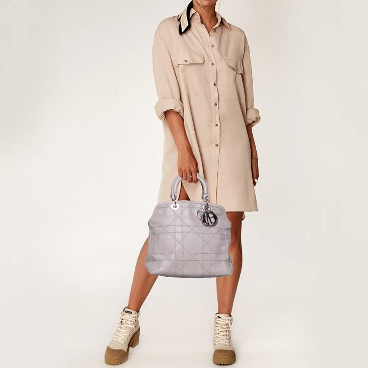 Pre Owned Dior Pale Lilac Cannage Leather Granville Tote 