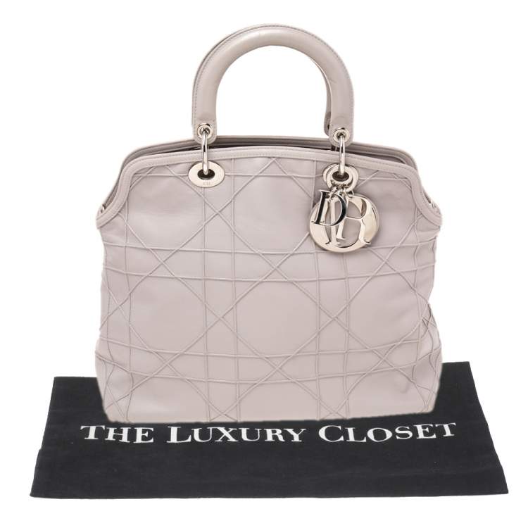 Pre Owned Dior Pale Lilac Cannage Leather Granville Tote 